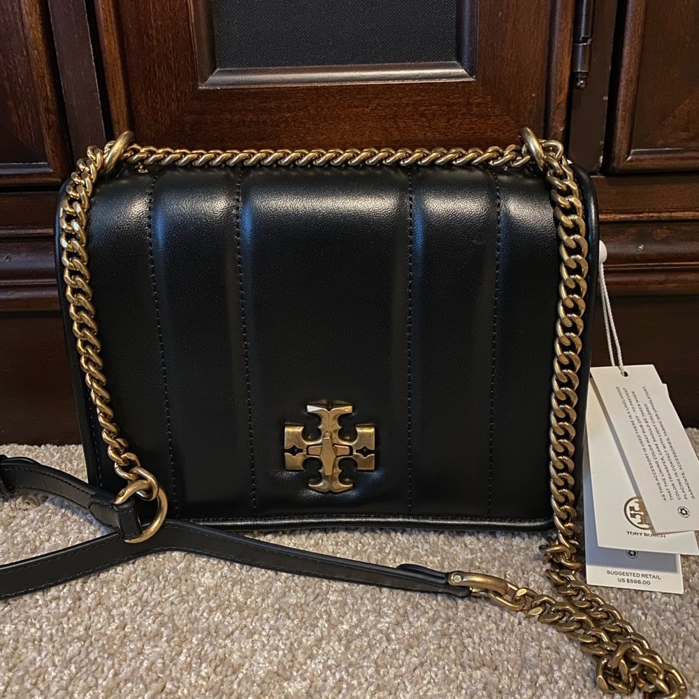 Nwt Tory Burch Kira quilted chain black shoulder bag $598 retail